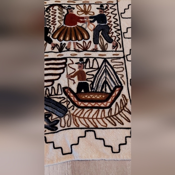 Vintage Folk Art Handmade Embroidered Peruvian Woven Tapestry Art - Pre- loved - Picture 8 of 12